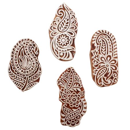 Set of 4 Piece New Mix Wooden Printing Block